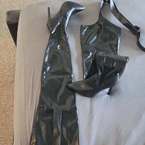 Black Thigh-High Stiletto Boots